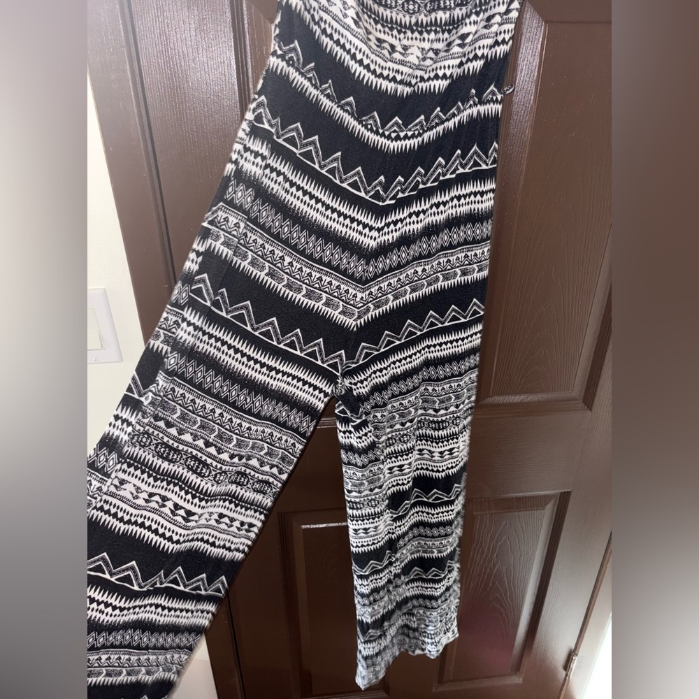 Black and White Geometric Strapless Jumpsuit